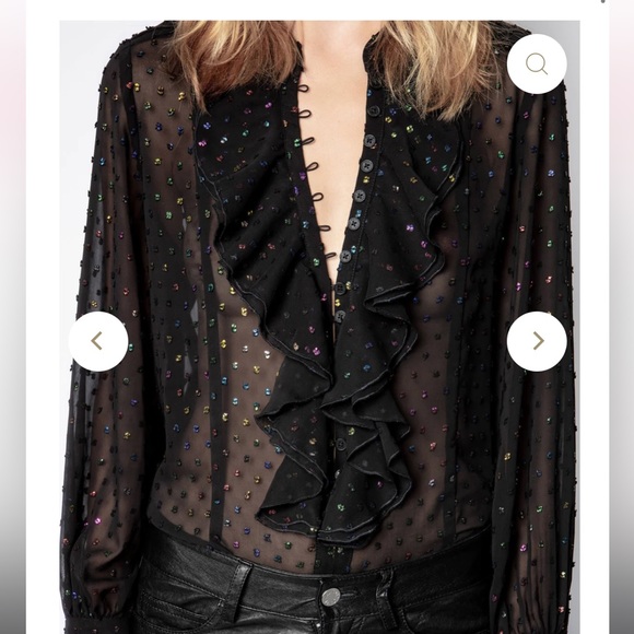 NWT Zaidg and Voltaire Black Twin Mousseline Swiss Dot Blouse - Picture 2 of 6